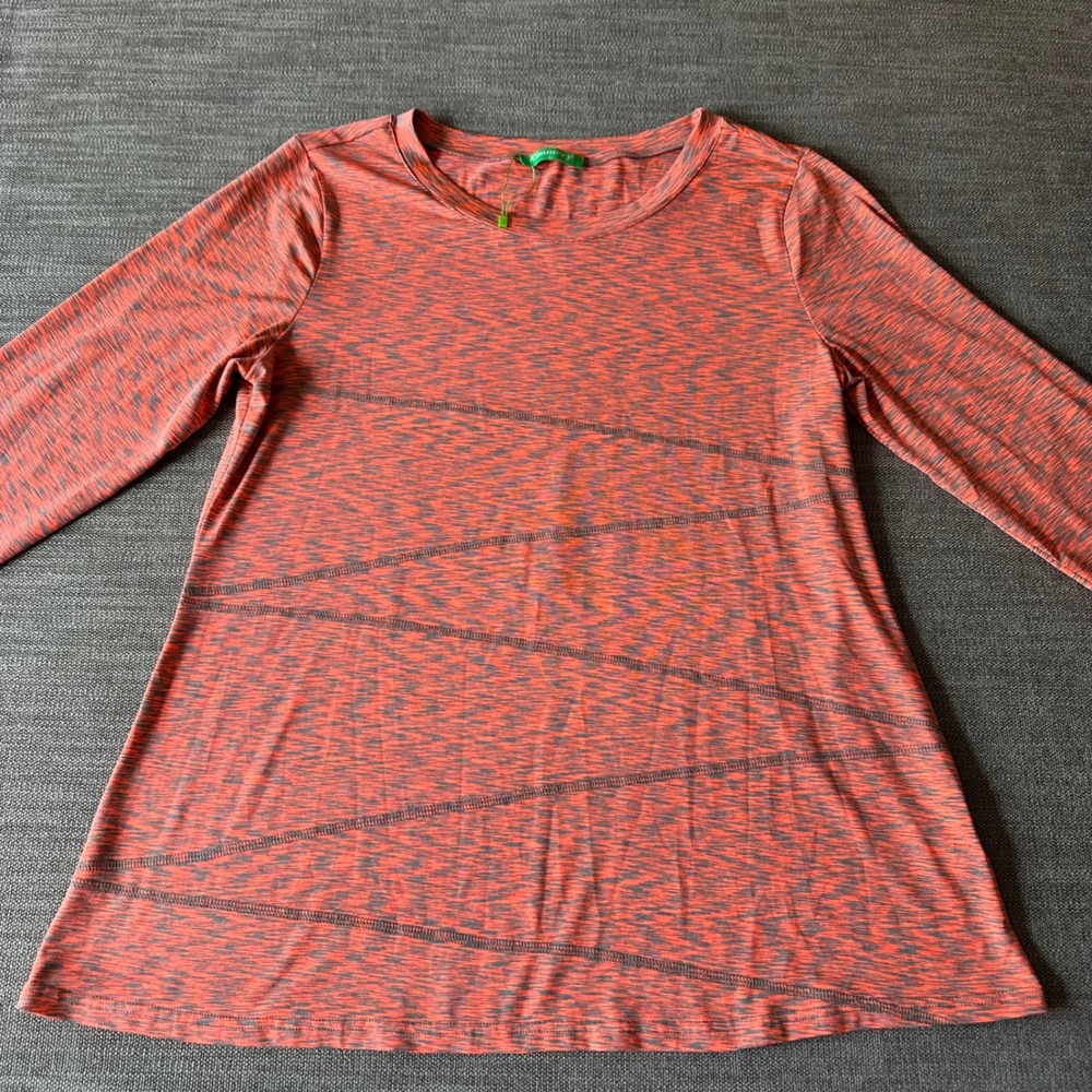 Kimmery Tunic Top Womens XL Orange Space Dye Long Sleeve Casual Seam